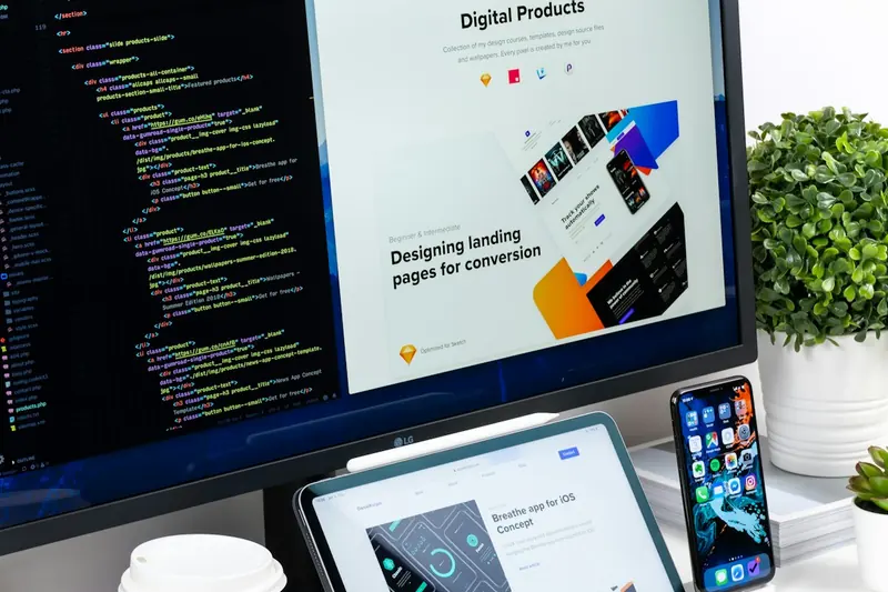 Laptop, tablet and phone showing a website design
